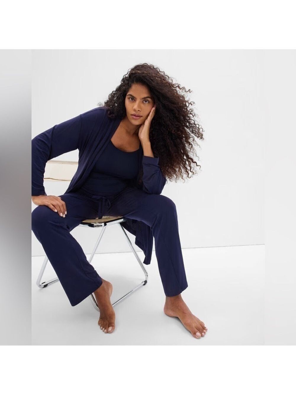 Gap Women's Maternity Navy Modal Comfort Cozy Loungewear Pajamas PJs 2 Piece Set